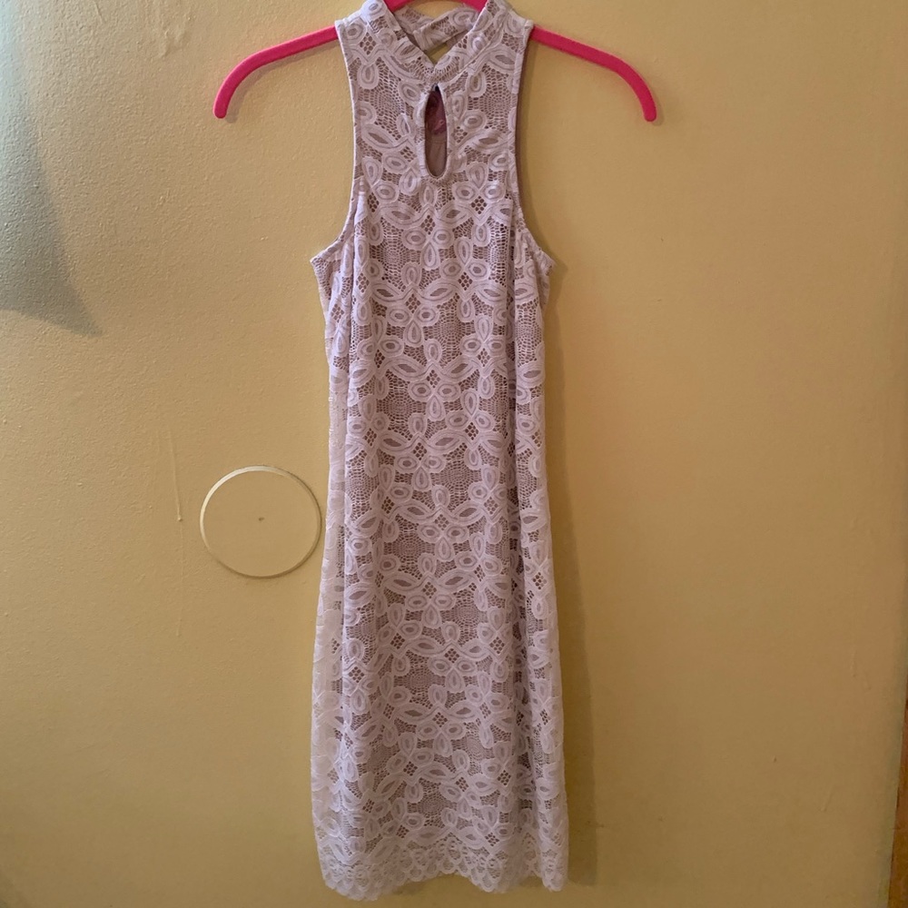 Size XSmall White/Tan Lace Bodycon Dress